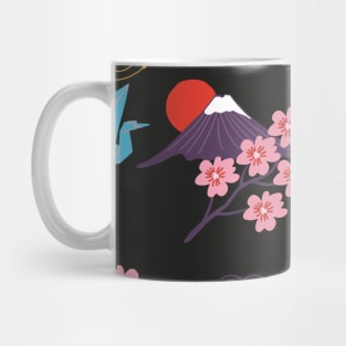 Japan Aesthetic Pattern On Black Mug